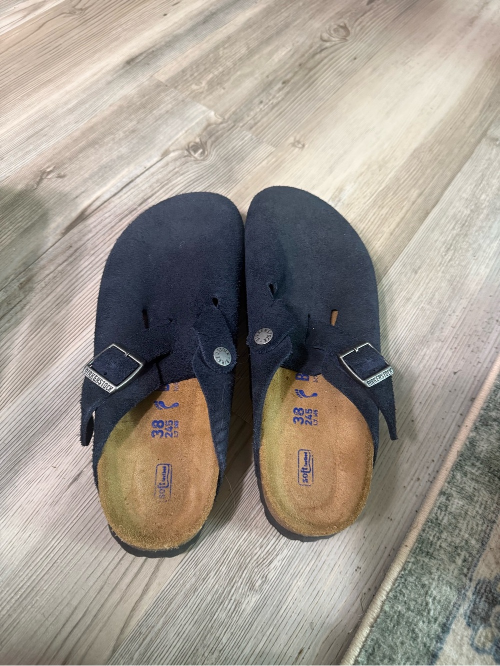 Birkenstock Midnight Blue Suede Boston Clogs